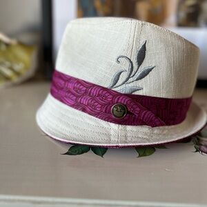 Goorin Brothers Fedora with Silver Leaf Embroidery & Magenta Band medium